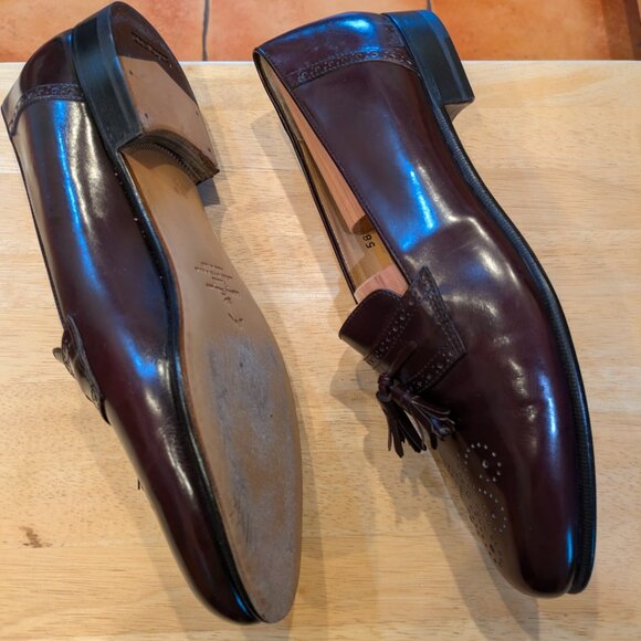 VINTAGE Ferragamo Caronte, Burgundy, Men's Size 9-1/2 D, Made in Italy - Picture 3 of 10